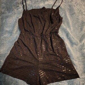 Crystal Sky Sparkly Black Romper Women's Size S